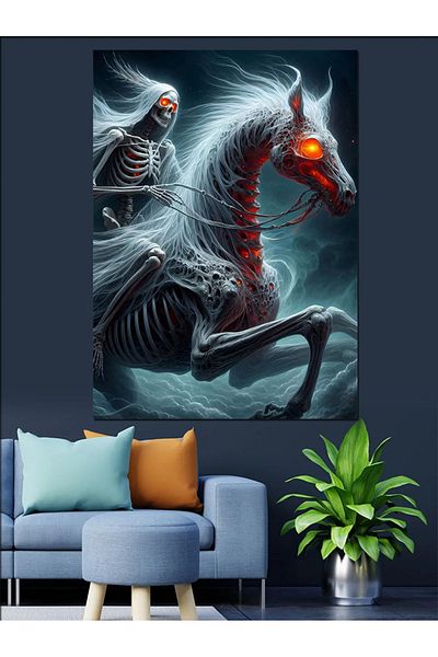 Tablomega Skeleton Horse Decorative Canvas - Mdf Wooden Painting