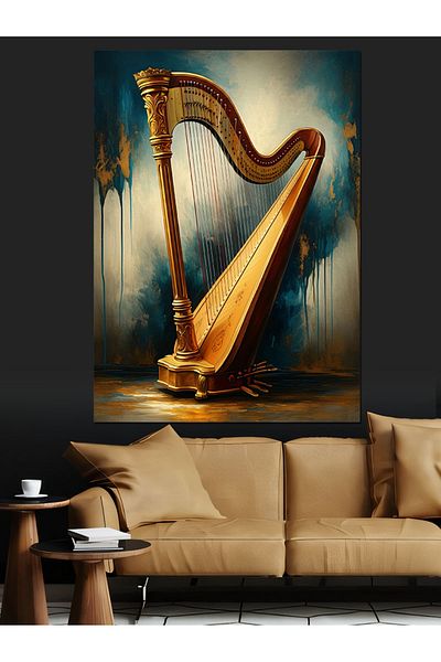 Tablomega Golden Harp Decorative Canvas - Mdf Wooden Painting