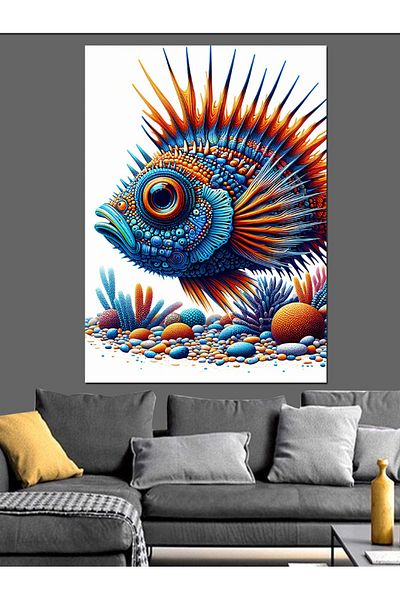 Tablomega Colorful Fish Decorative Canvas - Mdf Wooden Painting