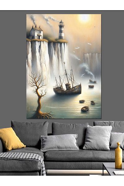 Tablomega Stormy Waterfall Decorative Canvas - Mdf Wooden Painting