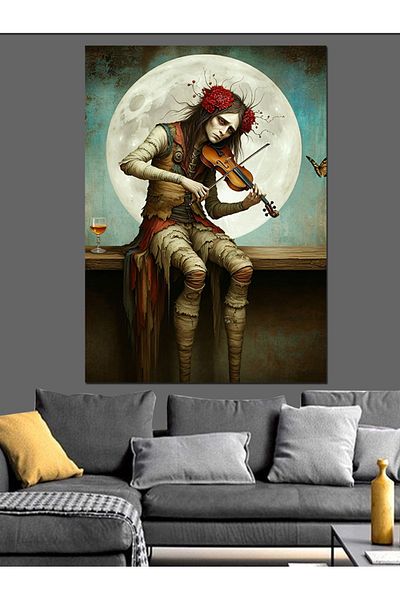 Tablomega Violin in Moonlight Decorative Canvas - Mdf Wooden Painting