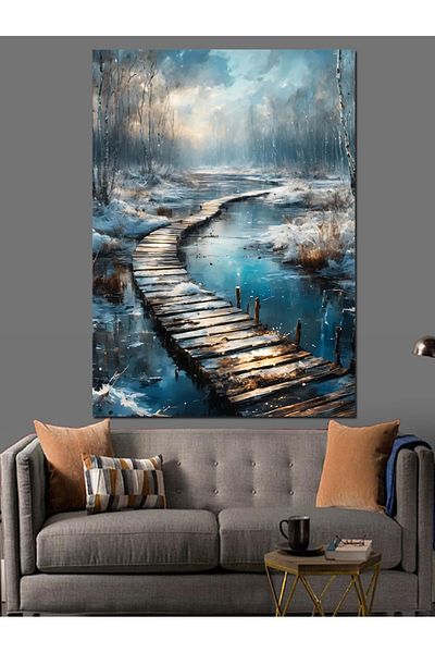 Tablomega Foggy Path Decorative Canvas - Mdf Wooden Painting