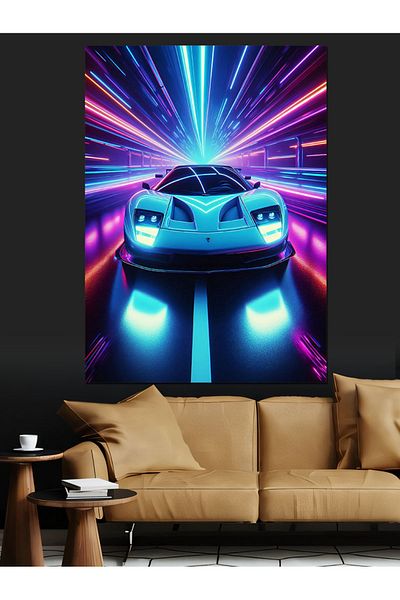 Tablomega Futuristic Race Car Decorative Canvas - Mdf Wood Painting