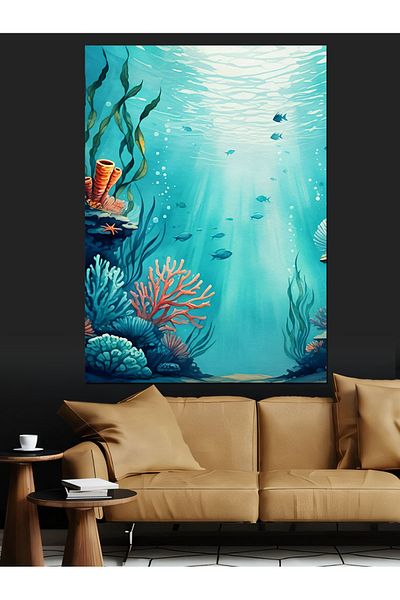 Tablomega Fish under the Sea Decorative Canvas - Mdf Wooden Painting