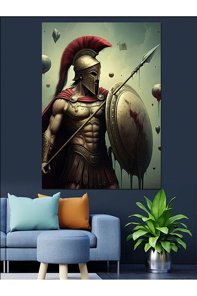 Tablomega Another Spartan Warrior Decorative Canvas - Mdf Wooden Painting