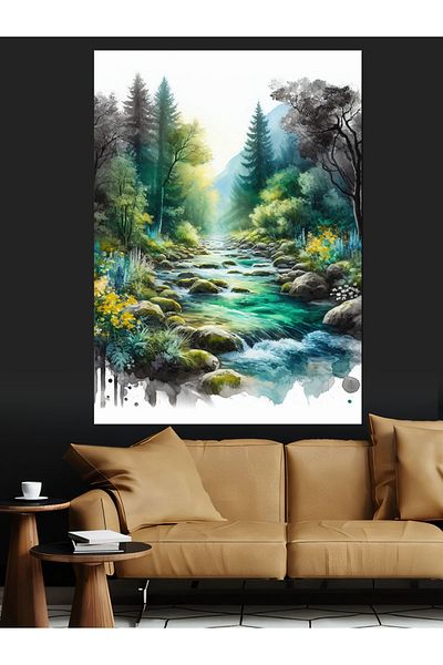 Tablomega Pânză decorativă Forest Stream - Lemn MDF