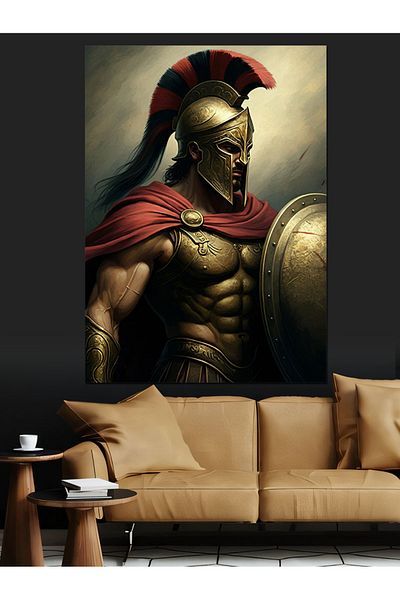 Tablomega Armored Spartan Decorative Canvas - Mdf Wooden Painting