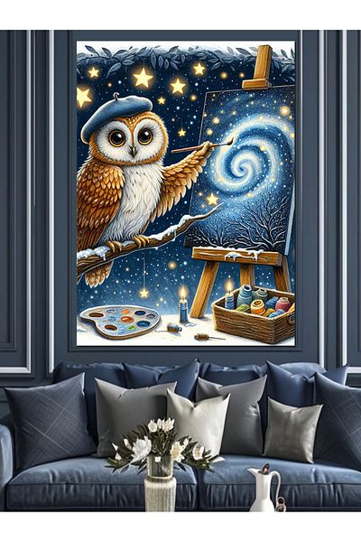 Tablomega Painting Owl Decorative Canvas - Mdf Wooden Painting