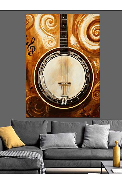 Tablomega Banjo și Partituri Canvas Decorativ - Lemn MDF