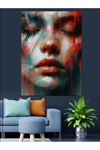 Tablomega Abstract Woman Face Decorative Canvas - Mdf Wooden Painting