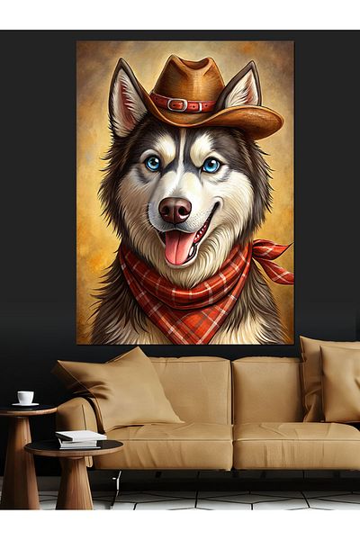 Tablomega Cowboy Dog Decorative Canvas - Mdf Wooden Painting