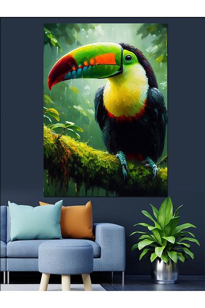 Tablomega Tropical Toucan Bird Decorative Canvas - Mdf Wooden Painting