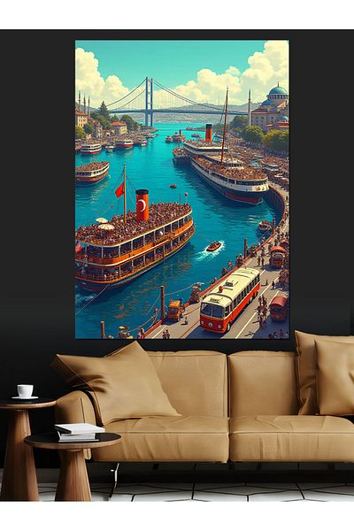 Tablomega Pânză decorativă Istanbul Harbour - Lemn MDF