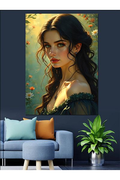 Tablomega Gözde Woman Decorative Canvas - Mdf Wooden Painting