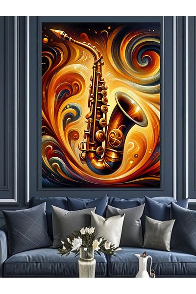 Tablomega Abstract Saxophone Decorative Canvas - Mdf Wooden Painting