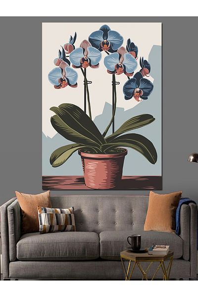 Tablomega Orchid Flower Decorative Canvas - Mdf Wooden Table