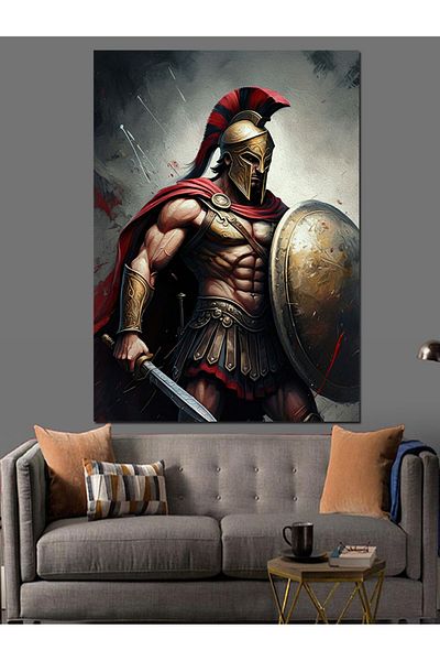 Tablomega Spartan Warrior Decorative Canvas - Mdf Wooden Painting