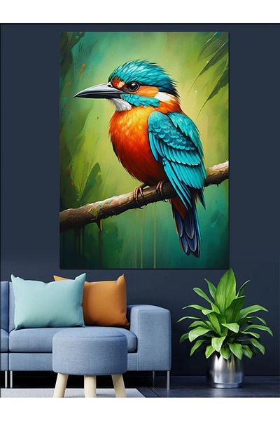 Tablomega Colorful Kingfisher Decorative Canvas - Mdf Wooden Painting