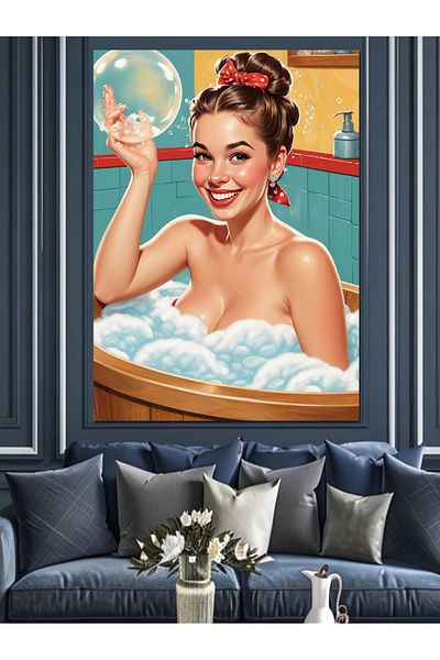 Tablomega Bubble Bath Decorative Canvas - Mdf Wooden Table