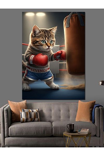 Tablomega Pânză Decorativă Boxer Cat - Lemn MDF