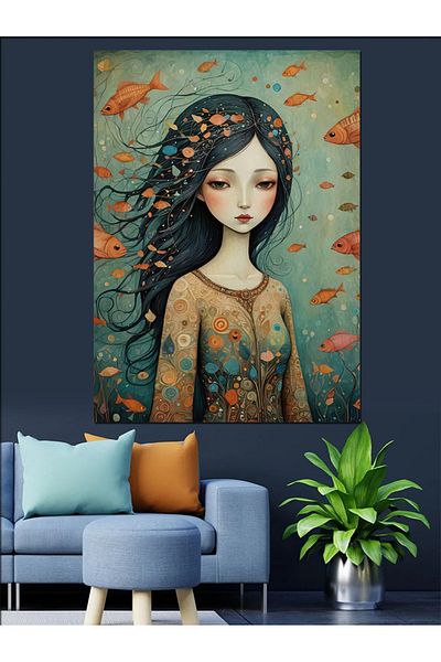 Tablomega Pictură Decorativă Portret Femeie Colorată - Lemn MDF