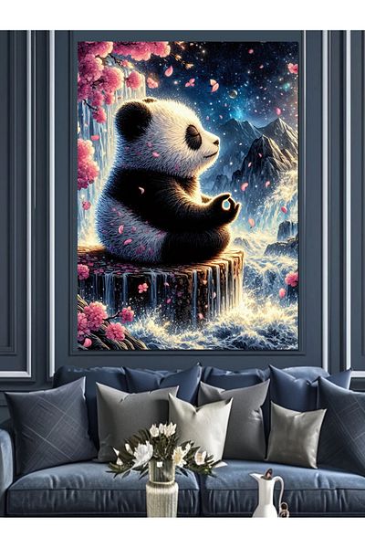 Tablomega Panda on the Mountain Decorative Canvas - Mdf Wooden Painting