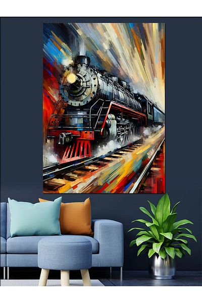Tablomega Fast Steam Train Decorative Canvas - Mdf Wooden Painting