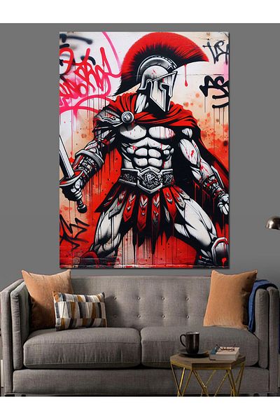Tablomega Armored Spartan Decorative Canvas - Mdf Wooden Painting