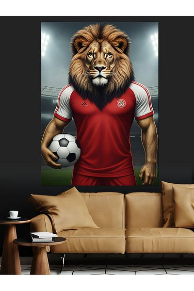 Tablomega Football Jersey Lion Decorative Canvas - Mdf Wooden Painting