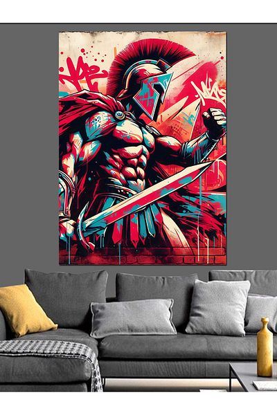 Tablomega Graffiti Spartan Decorative Canvas - Mdf Wooden Table
