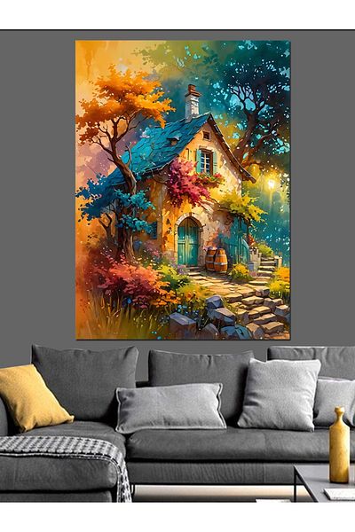 Tablomega Canvas Decorativ Forest House - Lemn MDF