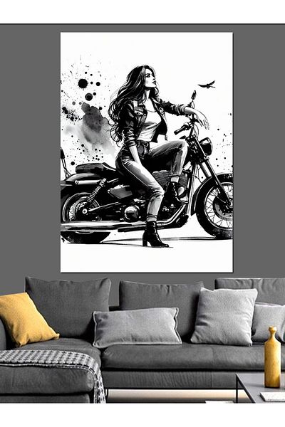 Tablomega Motorized Woman Decorative Canvas - Mdf Wooden Painting