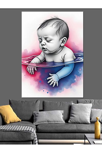 Tablomega Sleeping Baby Decorative Canvas - Mdf Wooden Painting