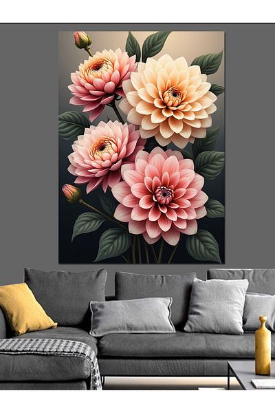 Tablomega Pink Flower Bouquet Decorative Canvas - Mdf Wooden Painting