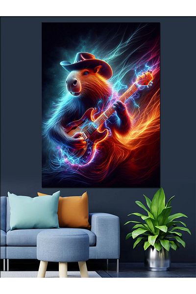 Tablomega Guitar Beaver Decorative Canvas - Mdf Wooden Painting