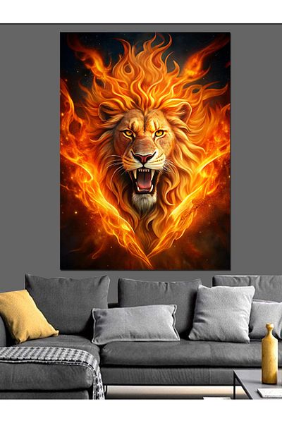 Tablomega Pânză decorativă Flame Lion - Lemn MDF