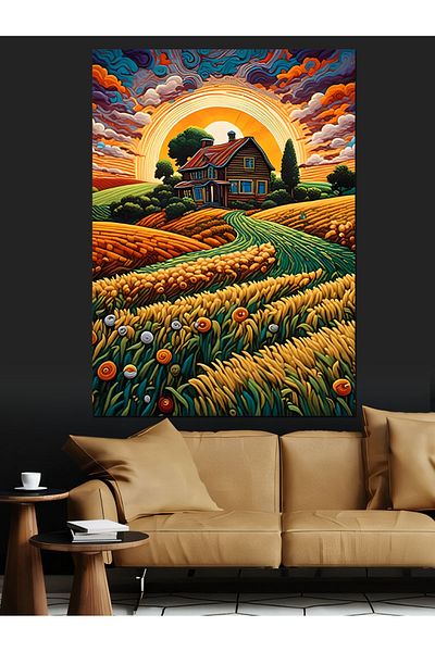 Tablomega Pânză decorativă Peisaj Rural - Lemn MDF