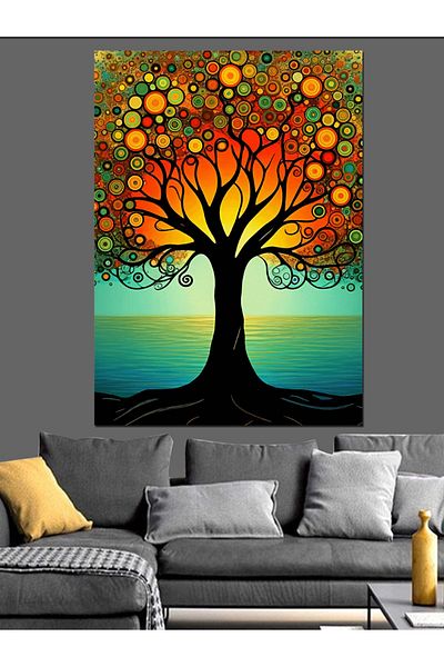 Tablomega Colorful Tree Motif Decorative Canvas - Mdf Wooden Painting