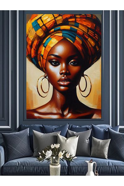 Tablomega African Woman Portrait Decorative Canvas - Mdf Wooden Painting