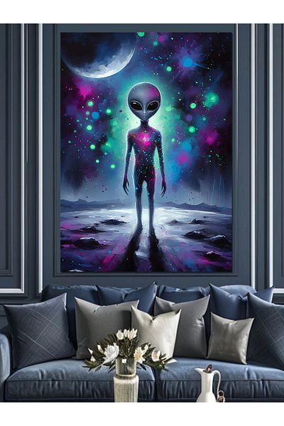 Tablomega Colorful Alien Figure Decorative Canvas - Mdf Wooden Painting