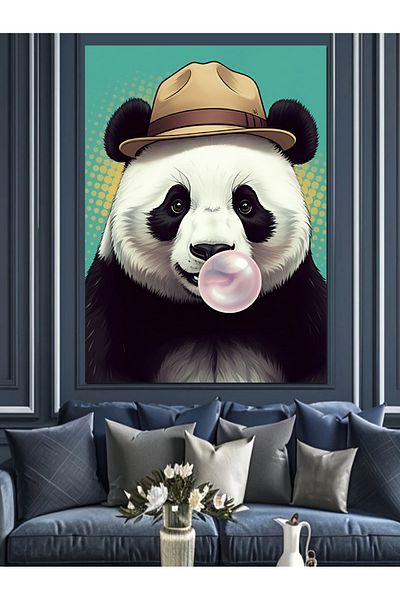 Tablomega Panda de mestecat gumă de mestecat Pânză decorativă - Lemn MDF