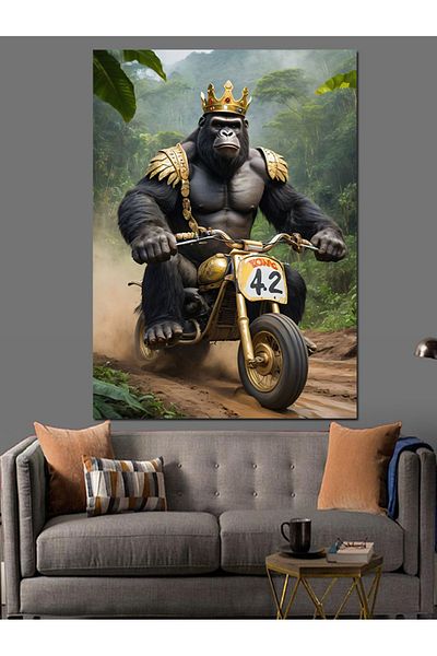 Tablomega Pânză Decorativă King Gorilla și Motor - Lemn MDF