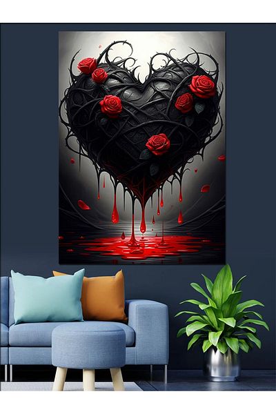 Tablomega Pânză decorativă Heart Bloody - Lemn MDF