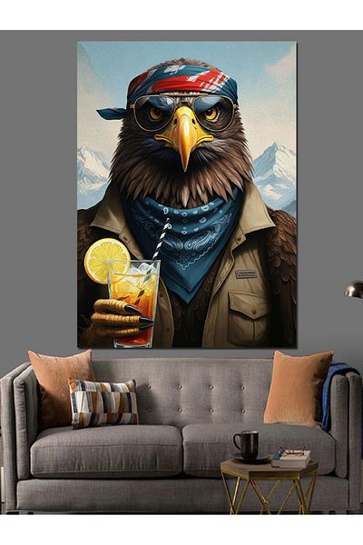 Tablomega Lemon Pirate Eagle Decorative Canvas - Mdf Wooden Table