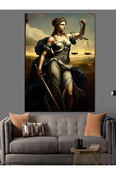 Tablomega Statue of Justice Decorative Canvas - Mdf Wooden Painting