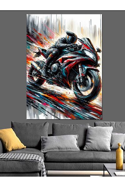 Tablomega Fast Motorcycle Racer Διακοσμητικός Καμβάς - Ξύλινος Πίνακας MDF
