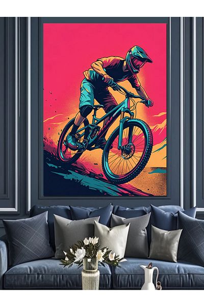 Tablomega Pânză Decorativă Neon Bicicletă - Lemn MDF