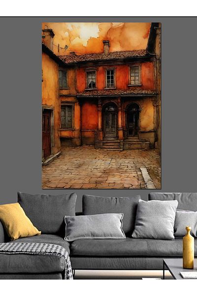 Tablomega Historical Street Decorative Canvas - Mdf Wooden Painting
