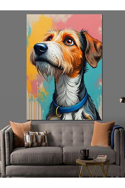 Tablomega Cute Dog Decorative Canvas - Mdf Wooden Painting