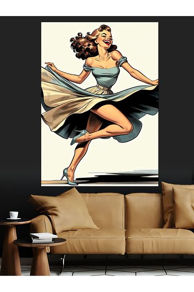 Tablomega Dancing Woman Decorative Canvas - Mdf Wooden Painting